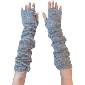 Women's Loose Gray Vintage Cosplay Party Sequins Hook Fingerless Long Gloves
